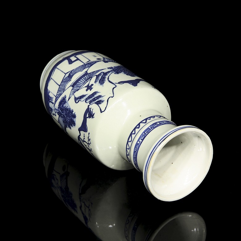 Blue and white porcelain vase “Landscape”, with Kangxi seal - 5