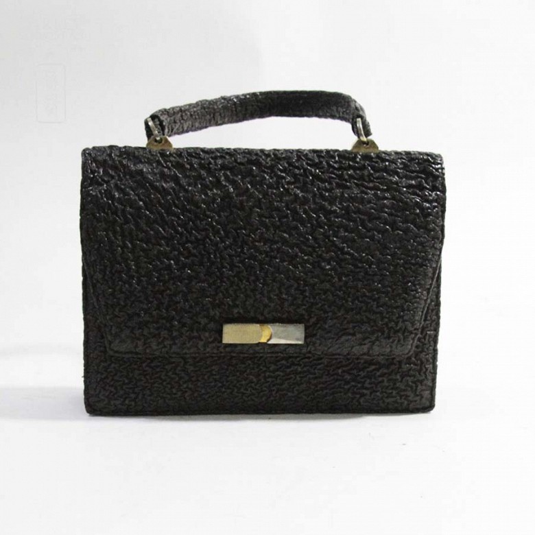 Dark brown leather handbag. - 1