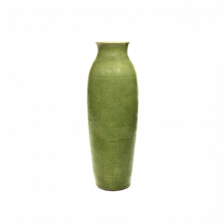 A Chinese carved green celadon-glazed Vase