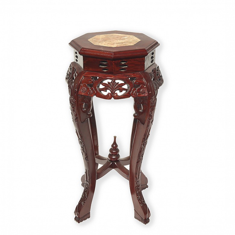 Carved wooden octagonal stand, 20th century