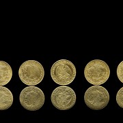 Five gold coins “Republic of Mexico”