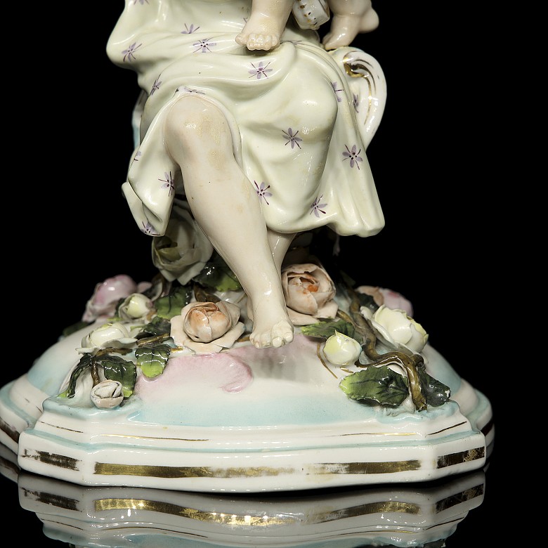 German porcelain ‘Candelabra of a woman with child’, 20th century