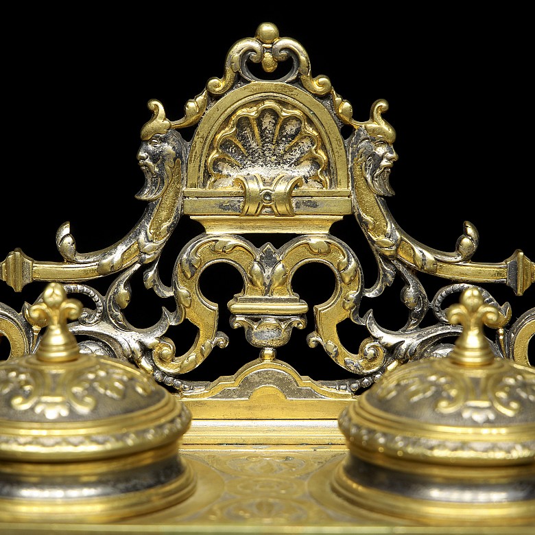 Louis XIV style gilt inkwell, 19th-20th century - 4