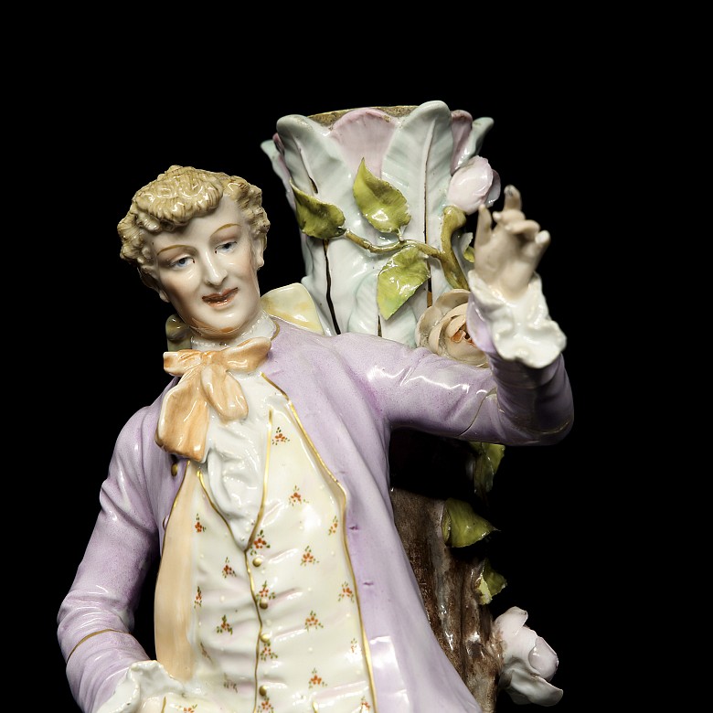 German porcelain ‘Candelabra with gentleman’, 20th century