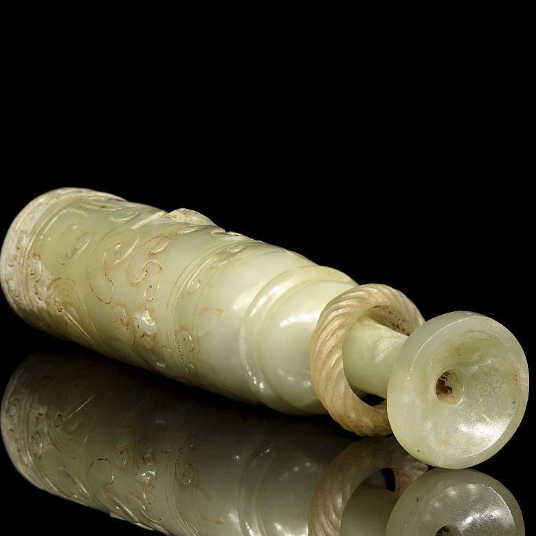 Carved jade ‘Mythical beast’ cup, Warring States - 6