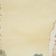 Painting ‘Mountains with characters and boats’ with signature Zhang Daqian - 2