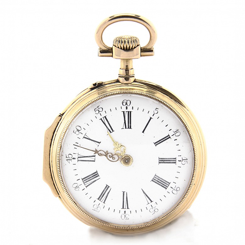 Martinot pocket watch in 14K gold.