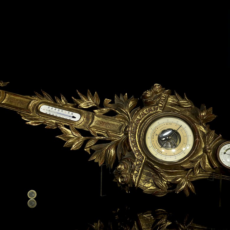 Gilded wood barometer, Louis XVI style, 20th century