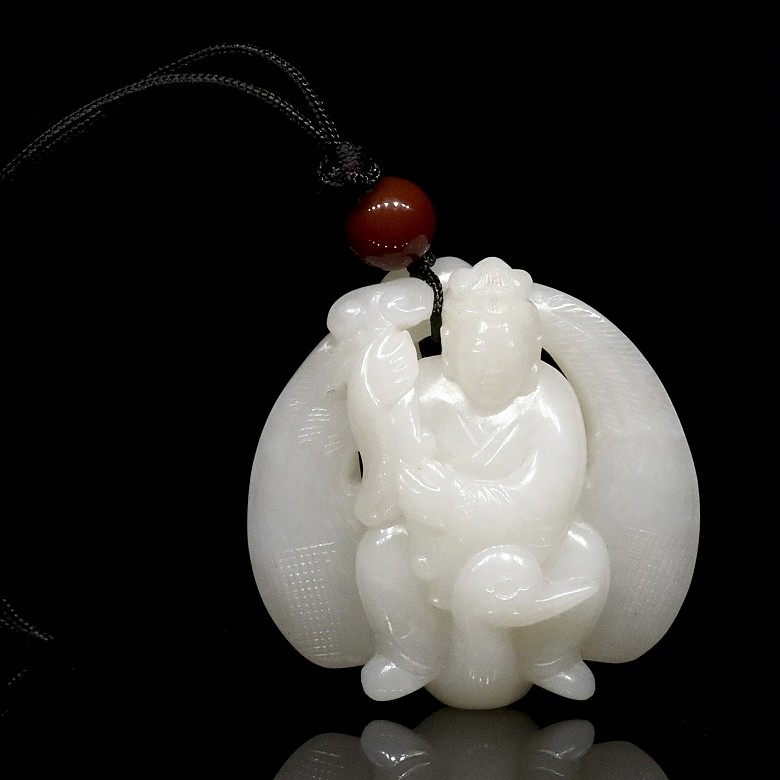 White jade immortal pendant, Ming dynasty, Wanli