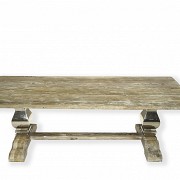 Large oak rectangular table with steel legs