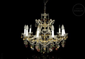 Chandelier lamp with fruit decorations, 20th century