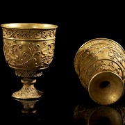 Pair of gilt-bronze cups, Tang style