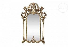 Large gilded wooden mirror, Louis XVI style