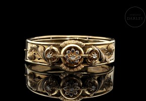 Brazalete de oro amarillo 18 kt y brillantes