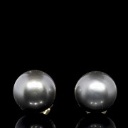 Yellow gold earrings with Tahitian pearls