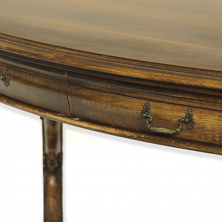 Louis XV wooden writing desk with ram's feet, 20th century