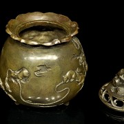 Bronze censer with reliefs, Qing dynasty