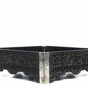 Bandeja para opio en madera y plata, dinastía Qing, S.XVIII