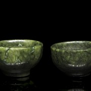 Pair of small jade bowls, 20th century