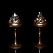 Pair of bronze ‘Mountain’ incense burners, Qianlong mark