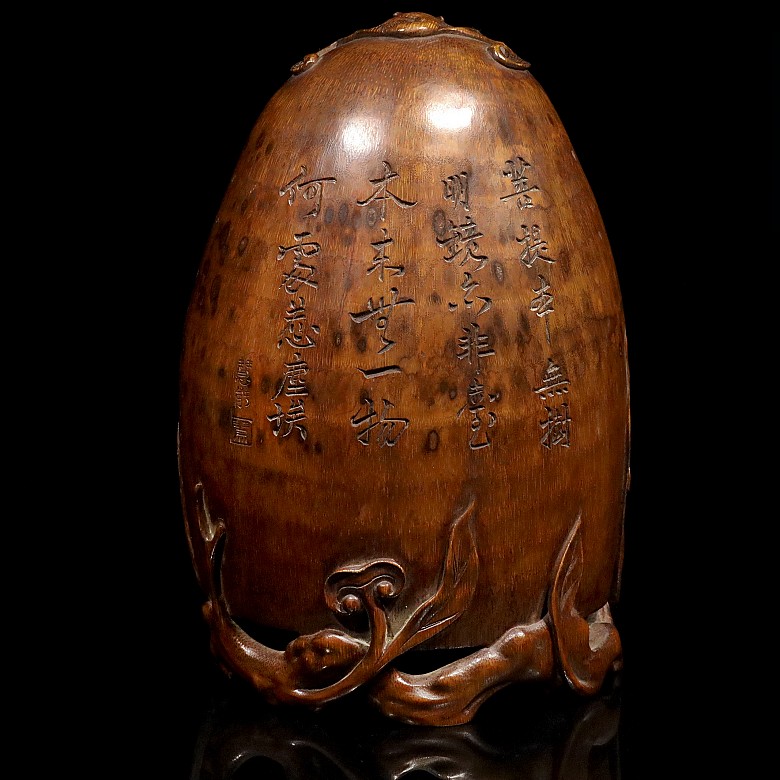 Buddhist bamboo altar with poem, Qing dynasty, 19th-20th century