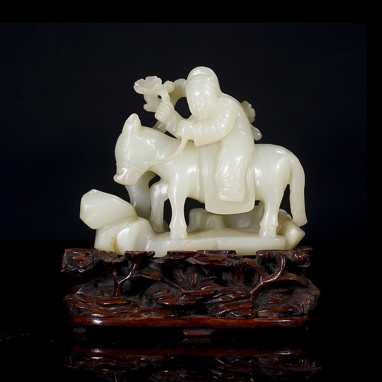 Carved jade fiura ‘Elder and Donkey’, Qing dynasty