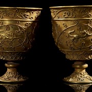 Pair of gilt-bronze cups, Tang style