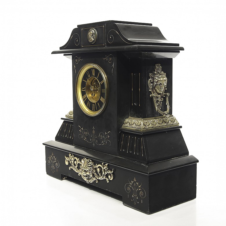 Large marble clock, Napoleon III style, 20th century