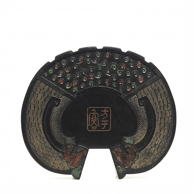 Chinese ink plate with reliefs, Qing dynasty