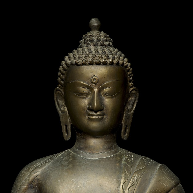 Large Asian metal Buddha, 20th century - 7