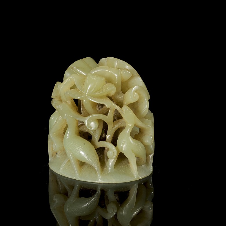 Carved jade figurine ‘Cranes’, Qing dynasty