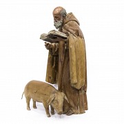 Wooden sculpture of Saint Anthony the Abbot and a pig, 19th century - 3