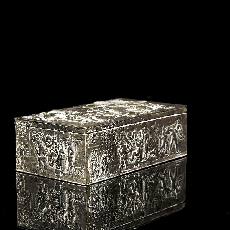 Silver box “Scenes of tavern”, 20th century