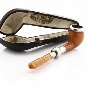 Amber and silver pipe, 19th century