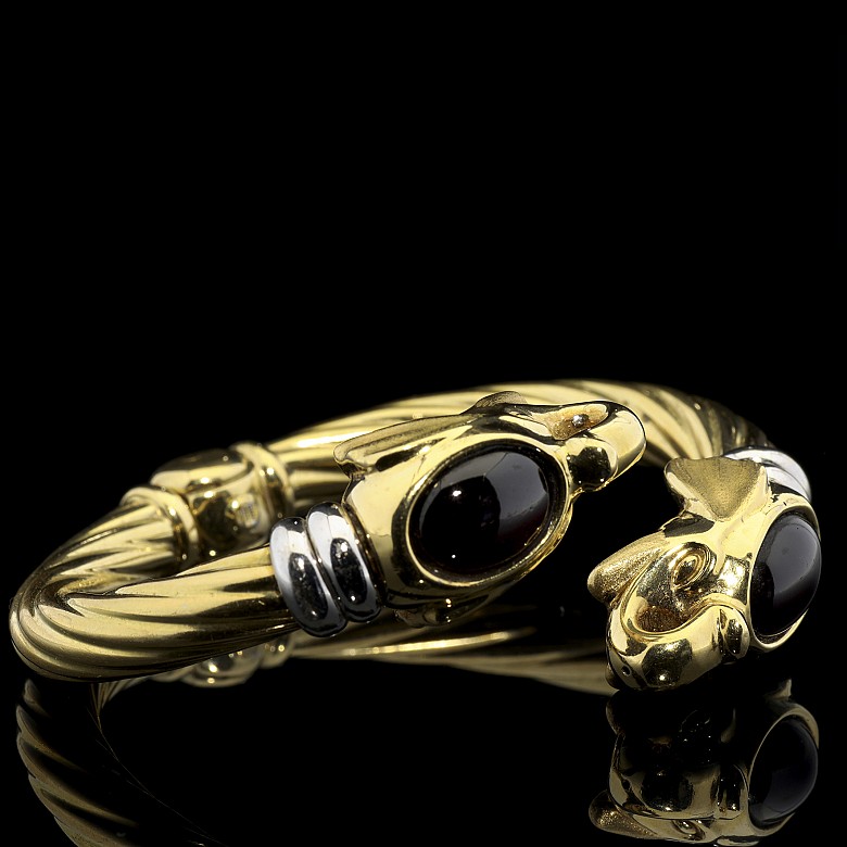 Brazalete de oro amarillo 18 k y piedras