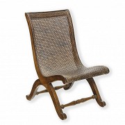 Valenti. Slipper style armchair with wicker grille seat, 20th century