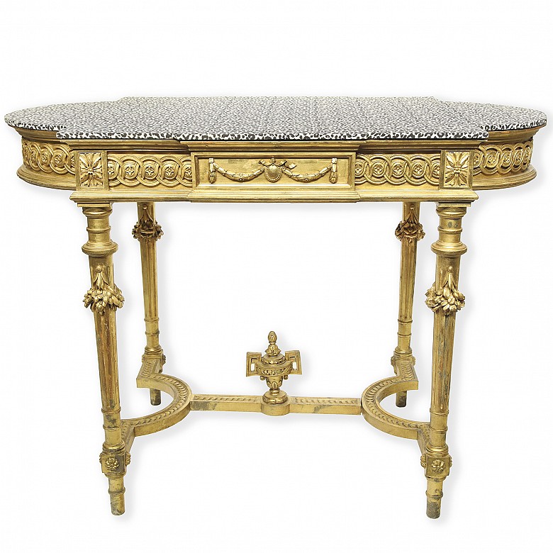 Wooden coffee table, Louis XVI style, early 20th century