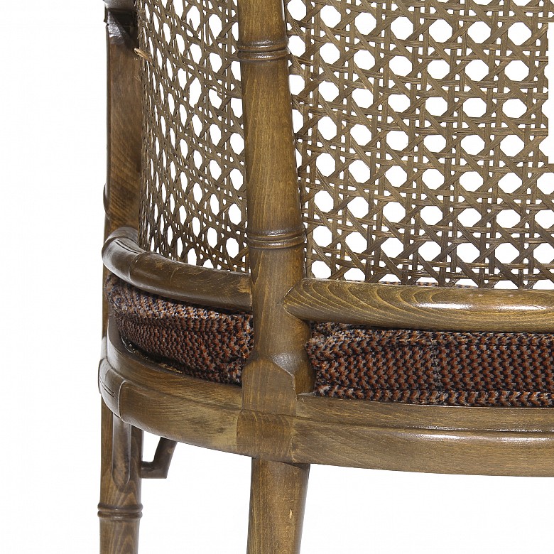 Pair of chairs with lattice seat, 20th century