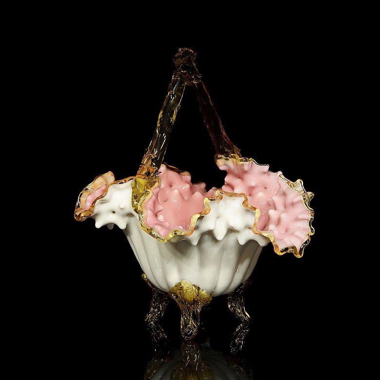 Glass basket, Victorian style, 20th century