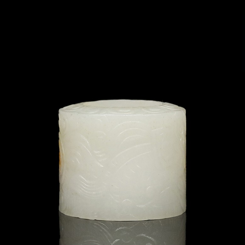 Archer's ring in white jade, 20th century