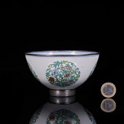 Porcelain and silver bowl with ‘Doucai’ decoration, Qing Dynasty