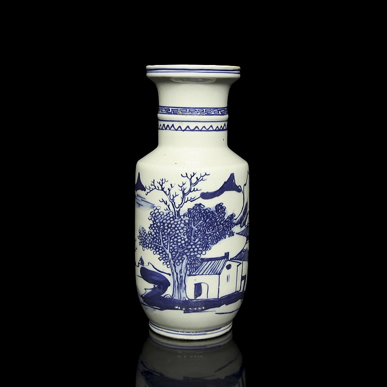 Blue and white porcelain vase “Landscape”, with Kangxi seal - 1