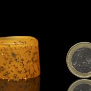 Orange glass archer's ring with gold leaf shavings, 20th century - 7