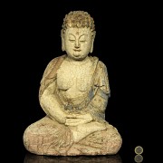 Polychrome wooden Buddha, 20th century