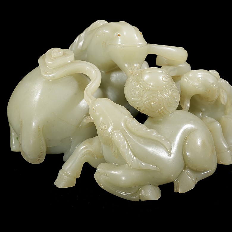 Jade figurine ‘Three Rams’, Qing dynasty