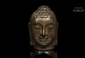 Wooden Buddha head, Asia, 20th century