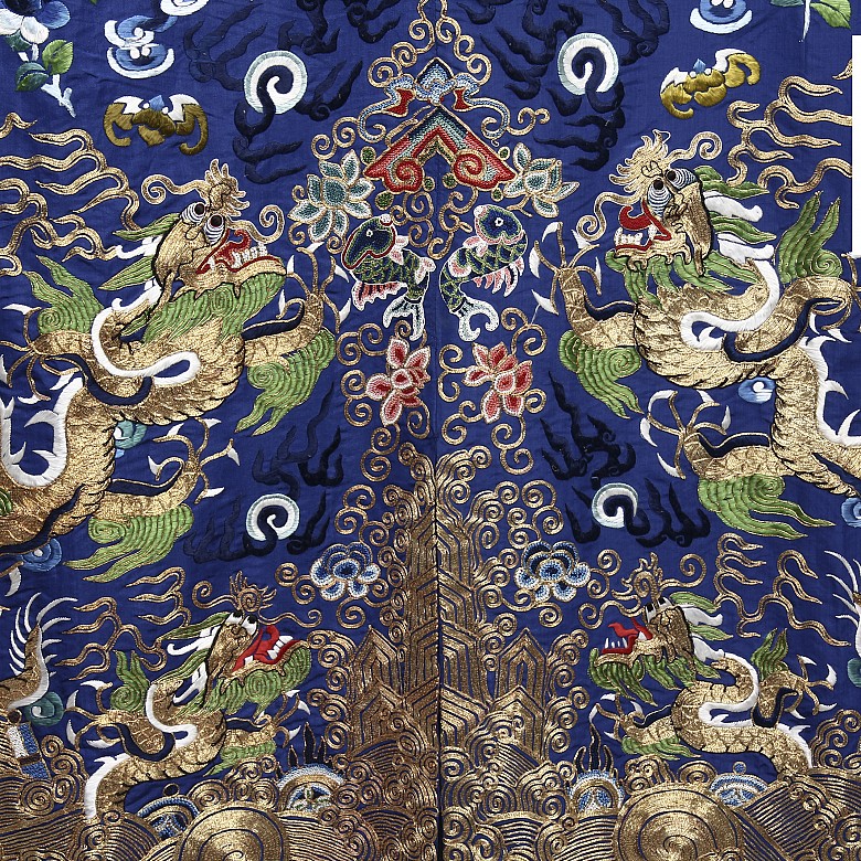 A blue silk court robe, Jifu, 19th century.