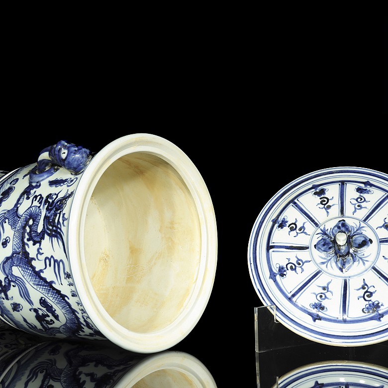 Pair of large lidded containers, 20th century