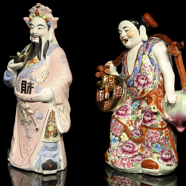 Pareja de sabios de porcelana, China, S.XX