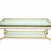 Coffee table in brass and glass